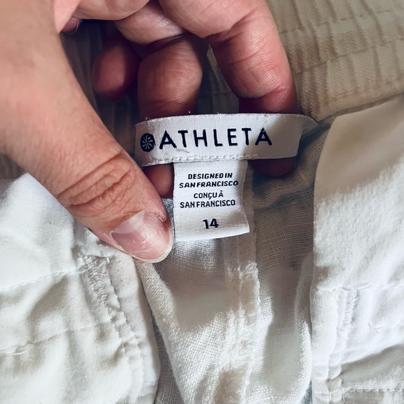 NWOT Athleta White Retreat Linen Jogger size 14 - Picture 2 of 12